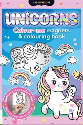 Book cover of Kaleidoscope Colour-Me-Magnets: Unicorns (+Colouring Book)