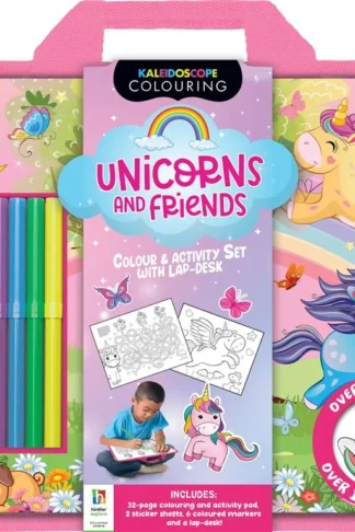 Book cover of Kaleidoscope Colouring Kit: Unicorns and Friends (Colouring Set with Lap Desk)