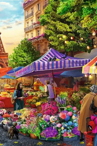 بازل سوق الزهور في باريس Flower Market Paris من Trefl، 1000 قطعة