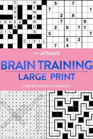 Large Print Puzzle Book - Brain Training - Pink book cover