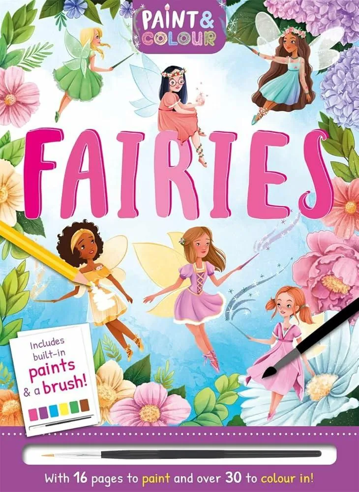Paint & Colour: Fairies (Includes Built-in Paints and a Brus